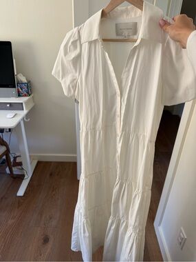 Brochu Walker Cream Button-Front Tiered Maxi Dress